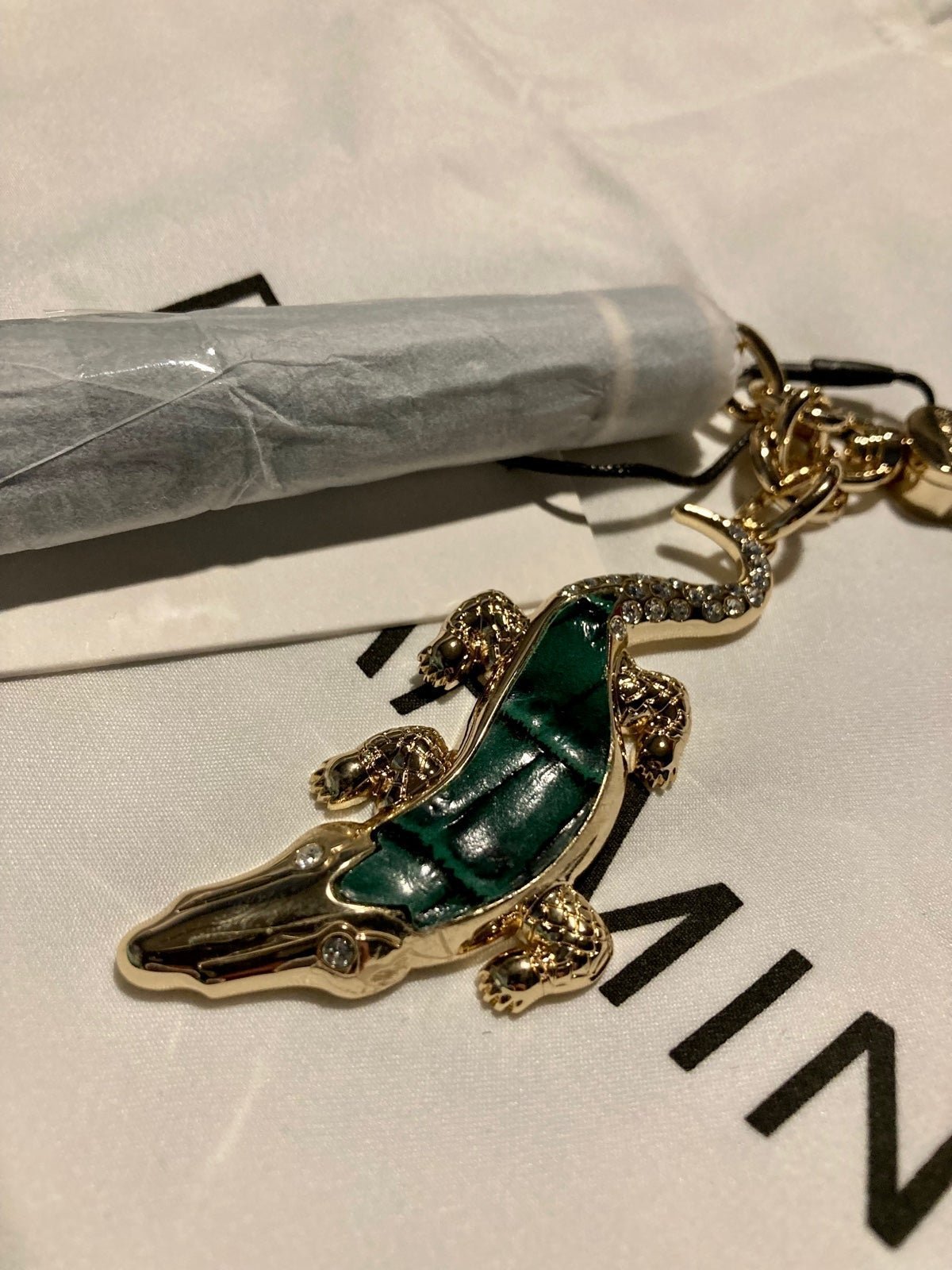 NWT Brahmin Croc Charm Tassel - Emerald Melbourne