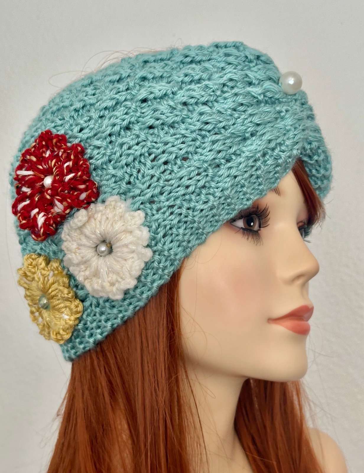 Hand Knits 2 Love Headband Bandana Turban Headwrap Flowers Beads Designer Fashio