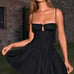 Oh Polly Dorothea Pintucked Shirred Mini Dress in Black