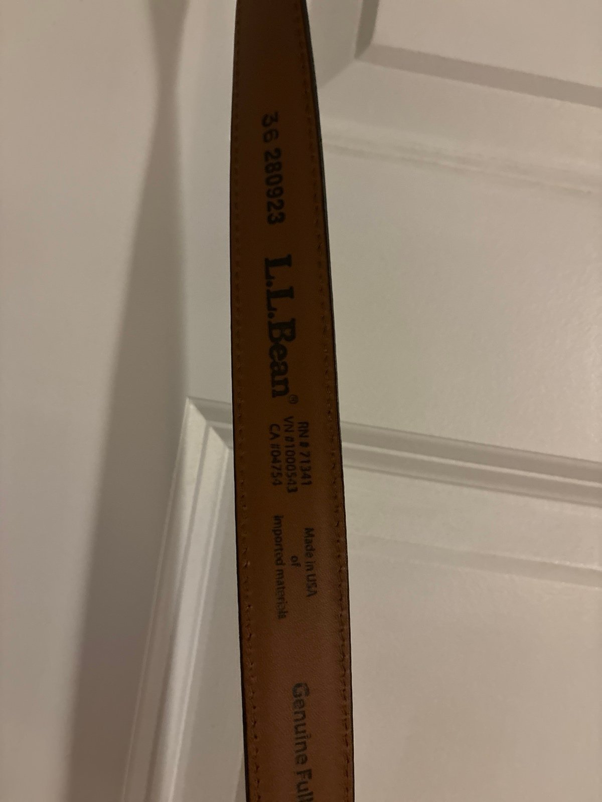 LL Bean Black Belt Genuine Leather 36