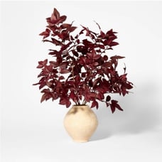 Studio McGee Potted Fall Leaf Arrangement in Vase Burgundy