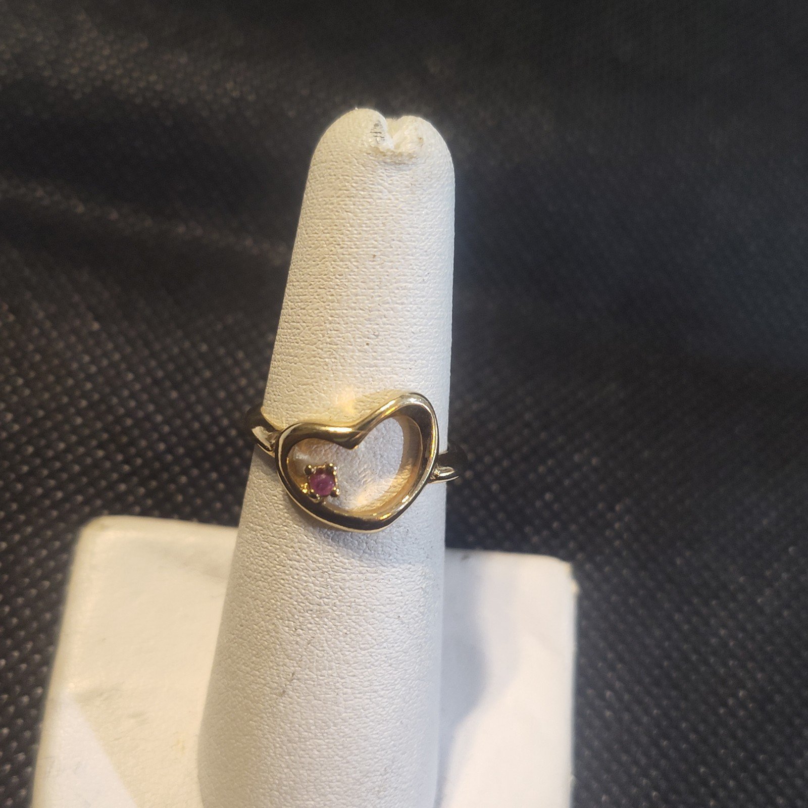 Gold plated open heart ruby Ring