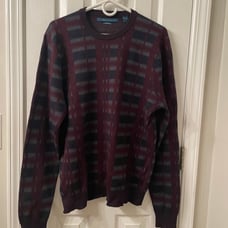 Perry Ellis Navy & Burgundy Wool Sweater - SzXL