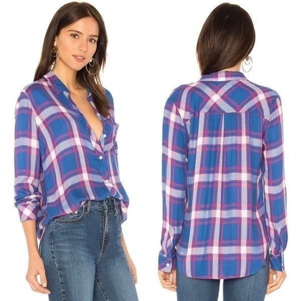 Rails Hunter Button Up Red Ruby Pleated Shirt Size S