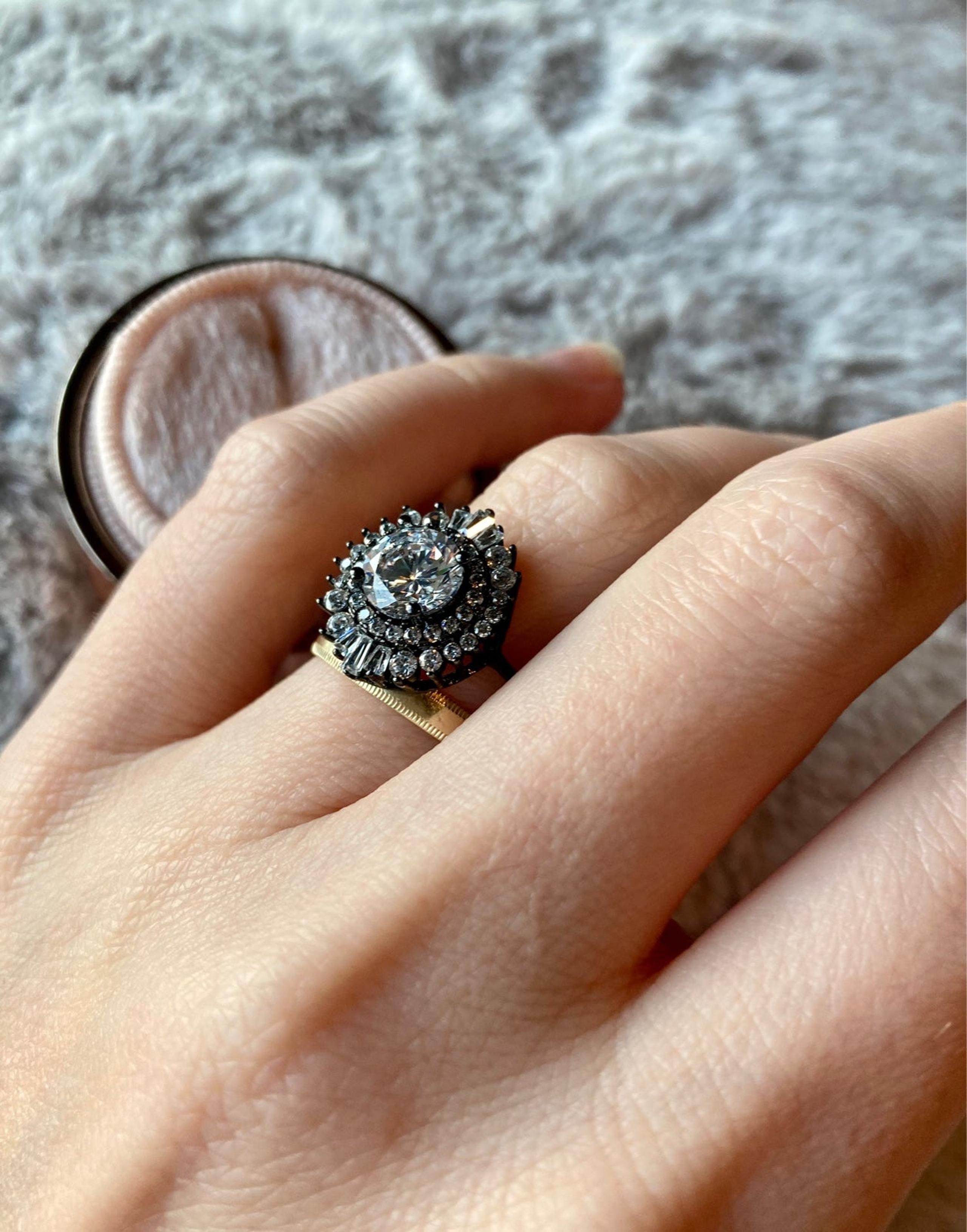 Charmed Aroma .925 Black Rhodium Ballerina CZ Ring