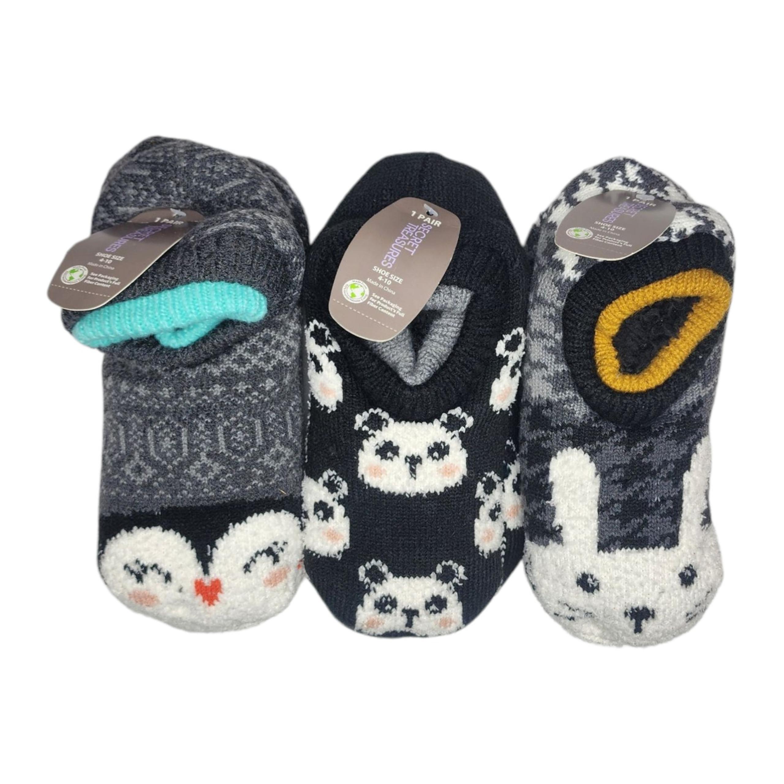 3 Secret Treasures Women's Low Cut Slipper Socks HTF Critters Lot Size 4-10 NWT