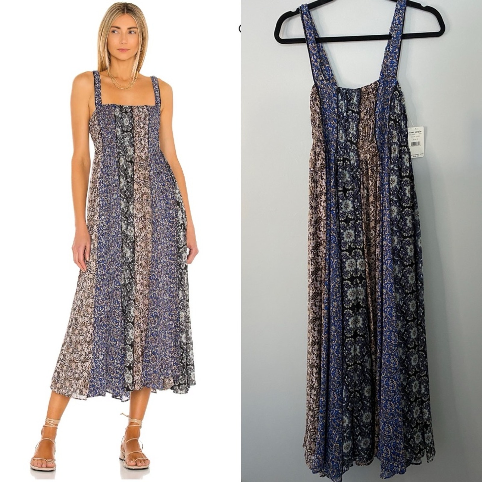 NWT Free People Come Together Maxi Dress in Black Combo