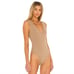 Free People Intimately Solid Tan Keep It Sleek Deep V Neck Back Bodysuit
