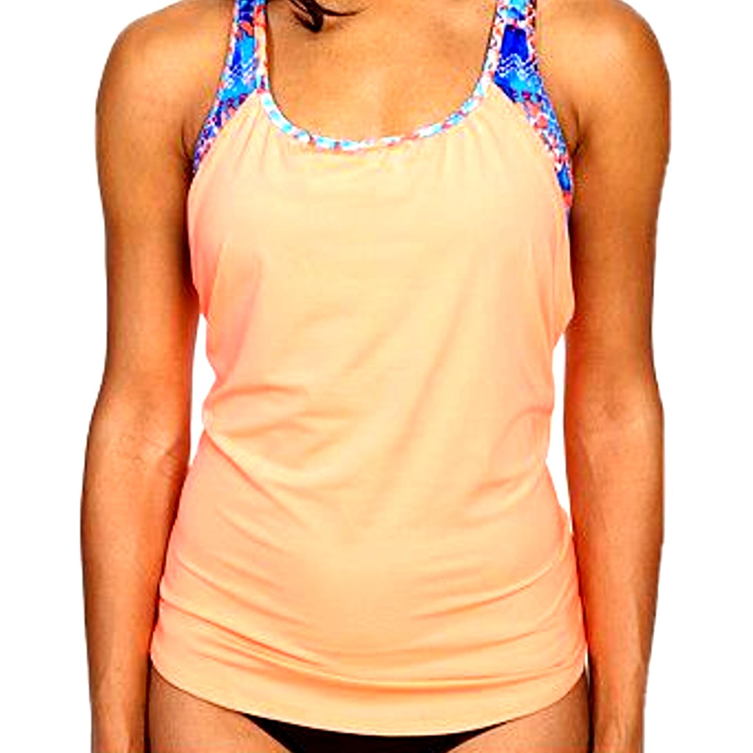 TYR DuraFast Lite Emerald Lake 2n1 Tankini Top- Coral Blue - Large 10/12 - $50