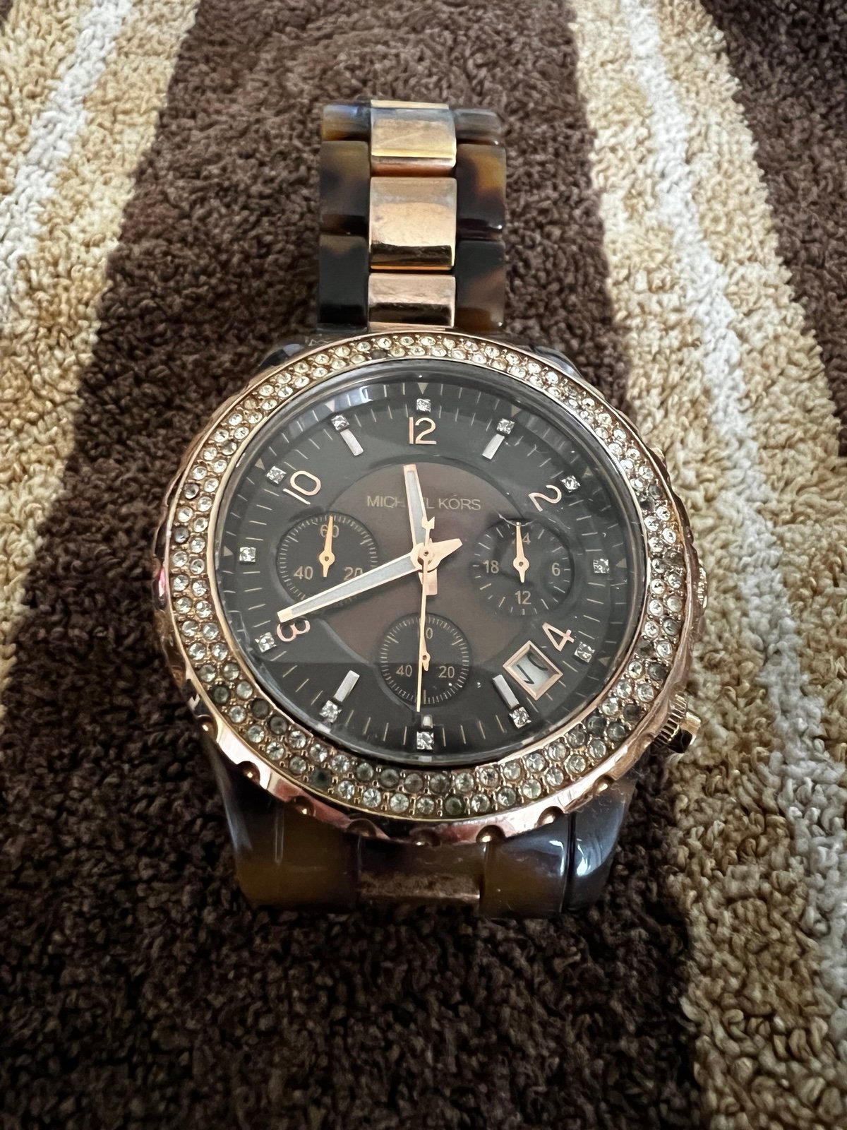 Women’s Michael Kors Pave’ Gold Tone and Tortoiseshell Bracelet Watch