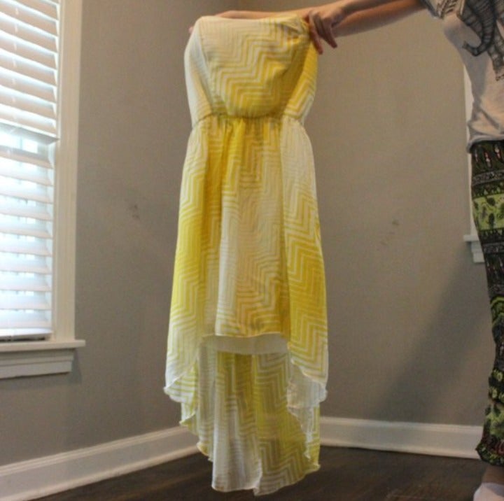 Ruby Rox Yellow Chevron Strapless Dress