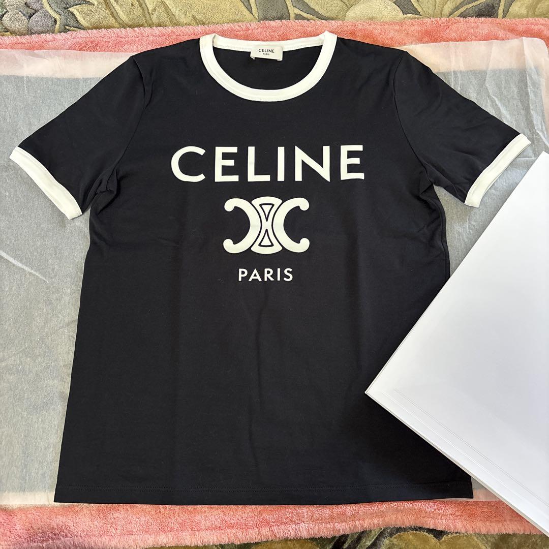 Tシャツ・カットソー Celine Triomphe T-Shirt CELINE TRIOMPHE T-SHIRT IN COTTON JERSEY 2X14O671Q.01CB