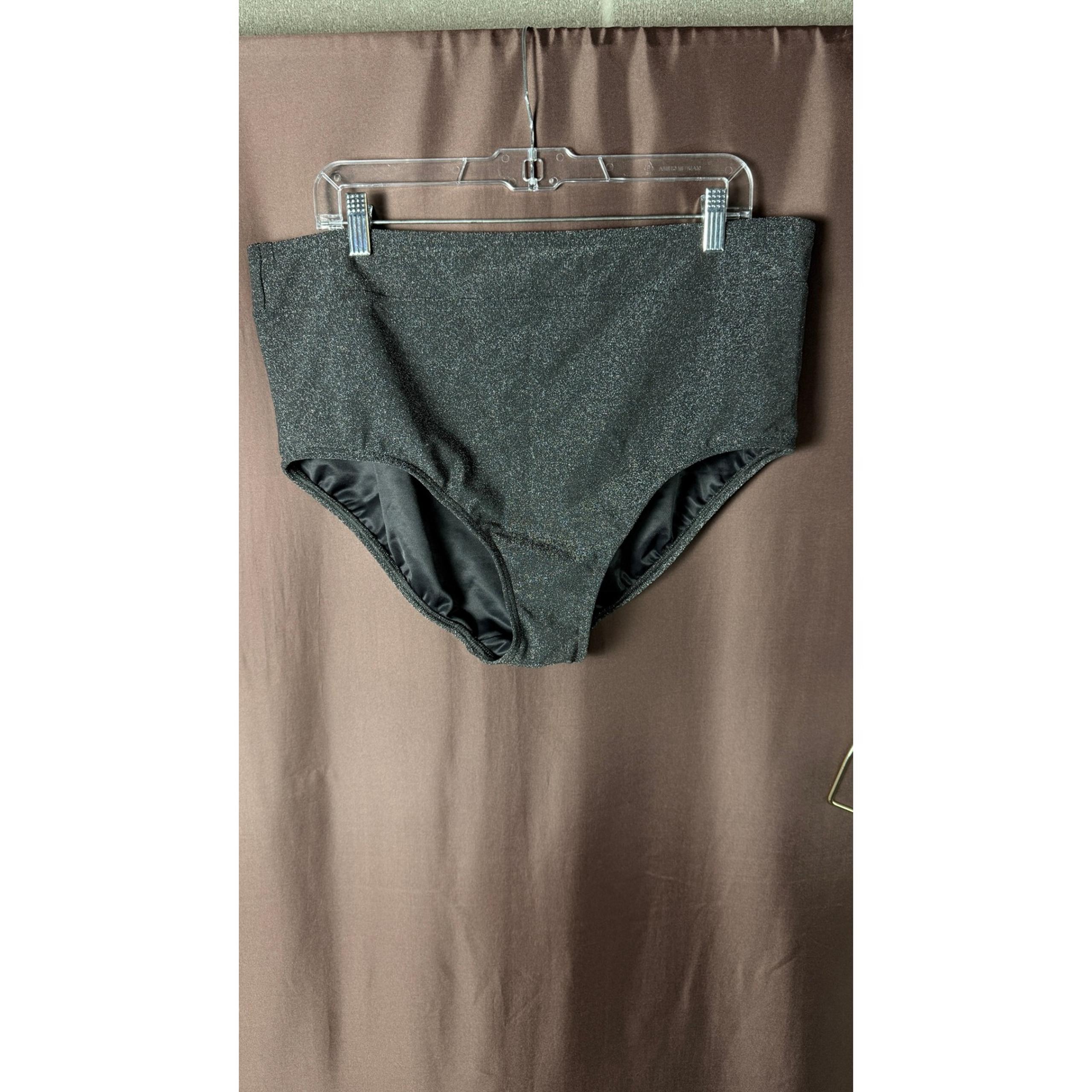Lands' End Women's 18 Shine High Waisted Black Bikini Bottom