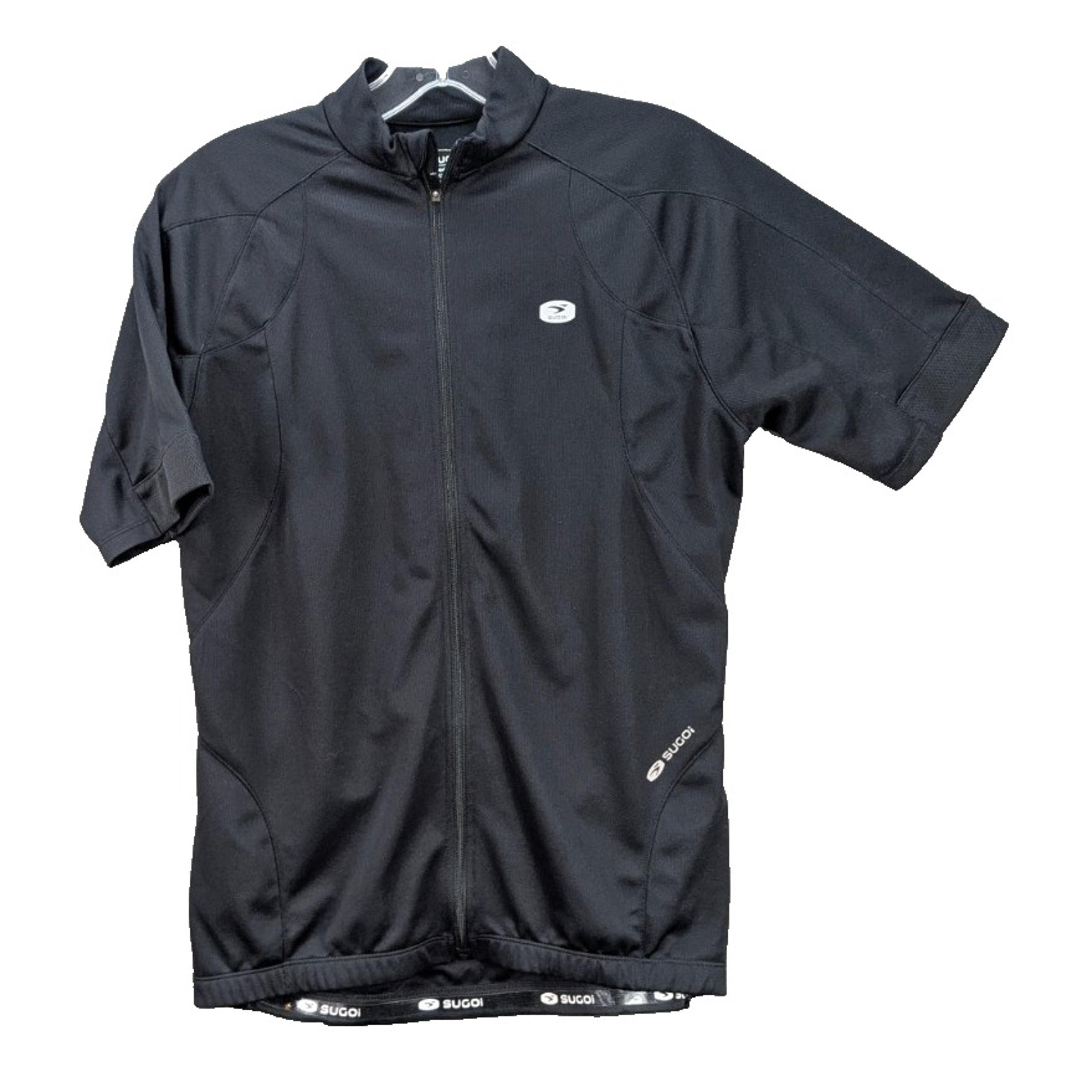 Sugoi Cycling Jersey Shirt Men's S/P Black Full Zip Short Sleeve Back Pockets