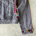 Desigual Gabrielle Dark Denim Coat Black Floral Jean Jacket size 42