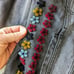 Desigual Gabrielle Dark Denim Coat Black Floral Jean Jacket size 42