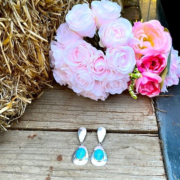 Handcrafted Sterling Silver and Turquoise Drop Earrings