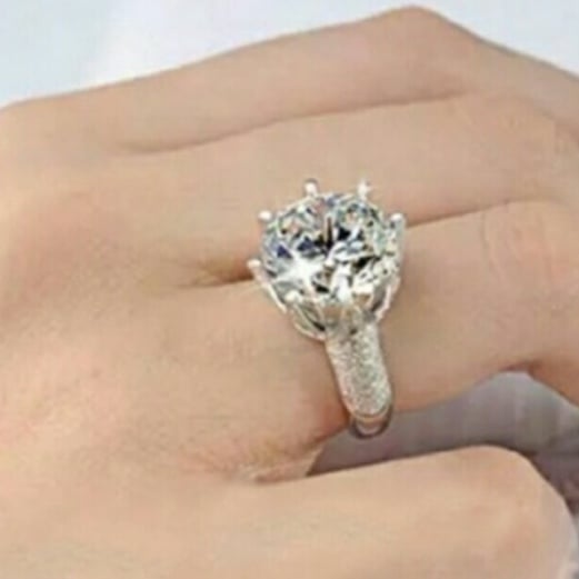 Sterling Silver 925 6.8 ct CZ Princess Cut Ring
