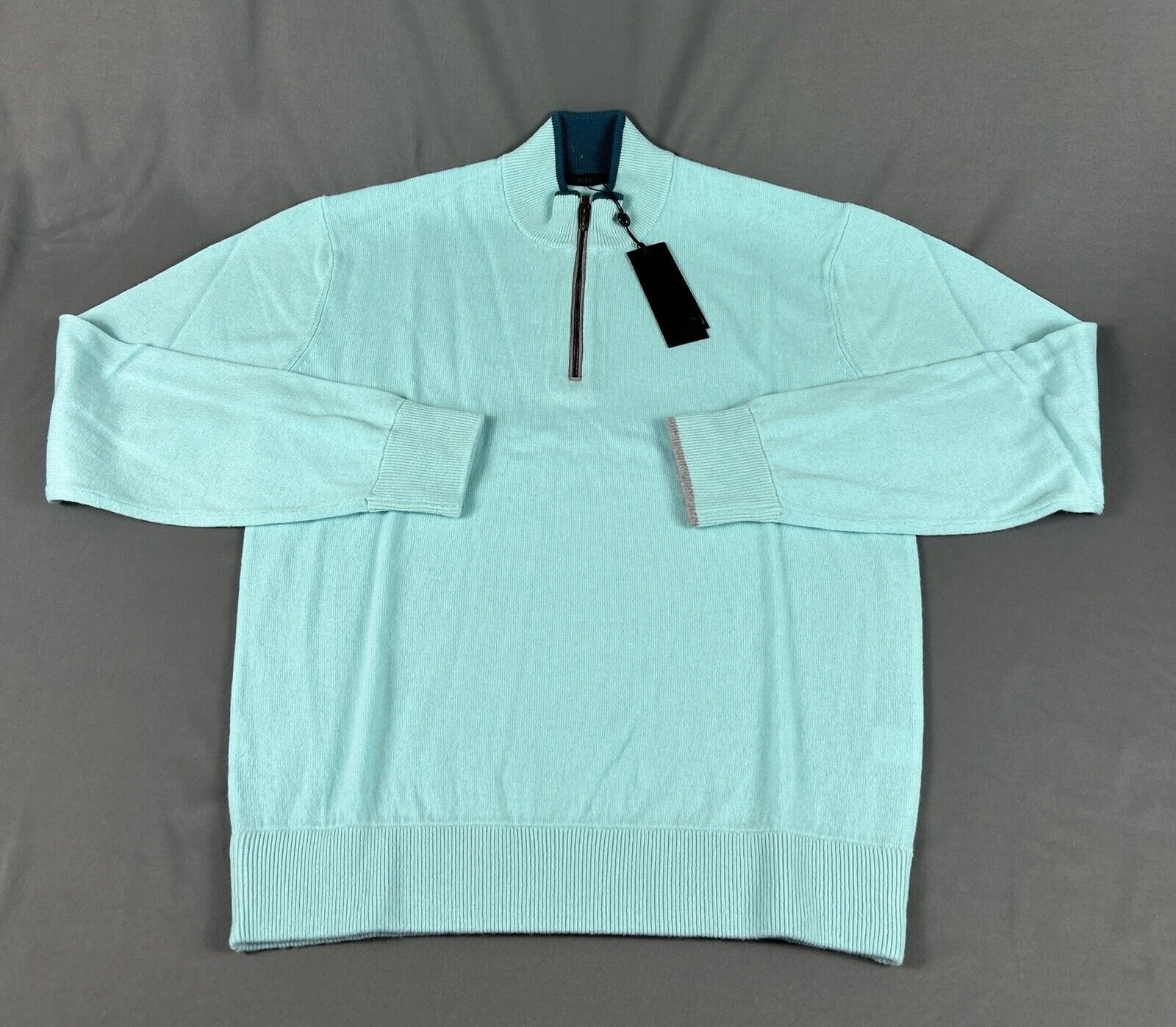 Greyson Cashmere Golf Sweater Sebonack 1/4 Zip Medium Cattail Blue NWT MSRP 285