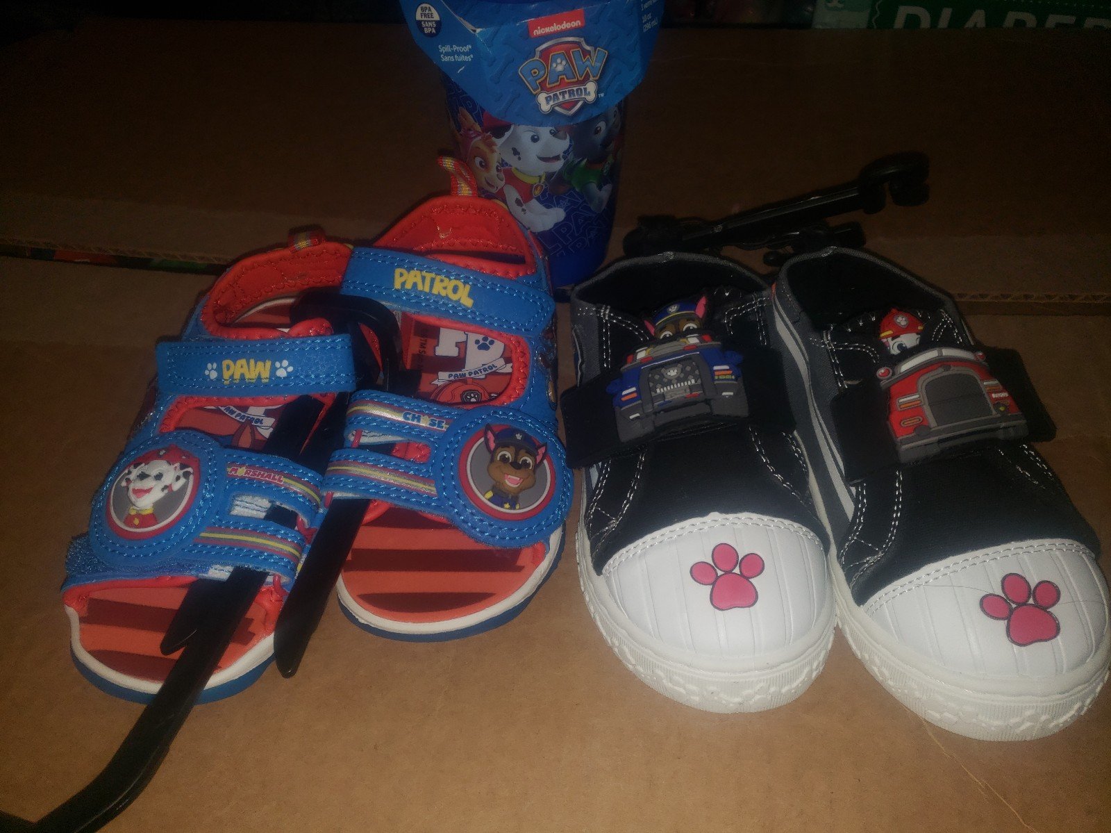 Paw patrol toddle size 8 shoes and cup