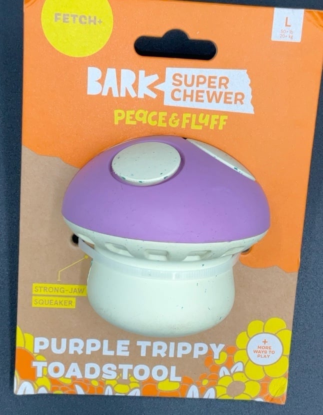 Bundle of 3 : New Bark Box Super Chewer Purple Trippy Toadstool Dog Toy Mushroom