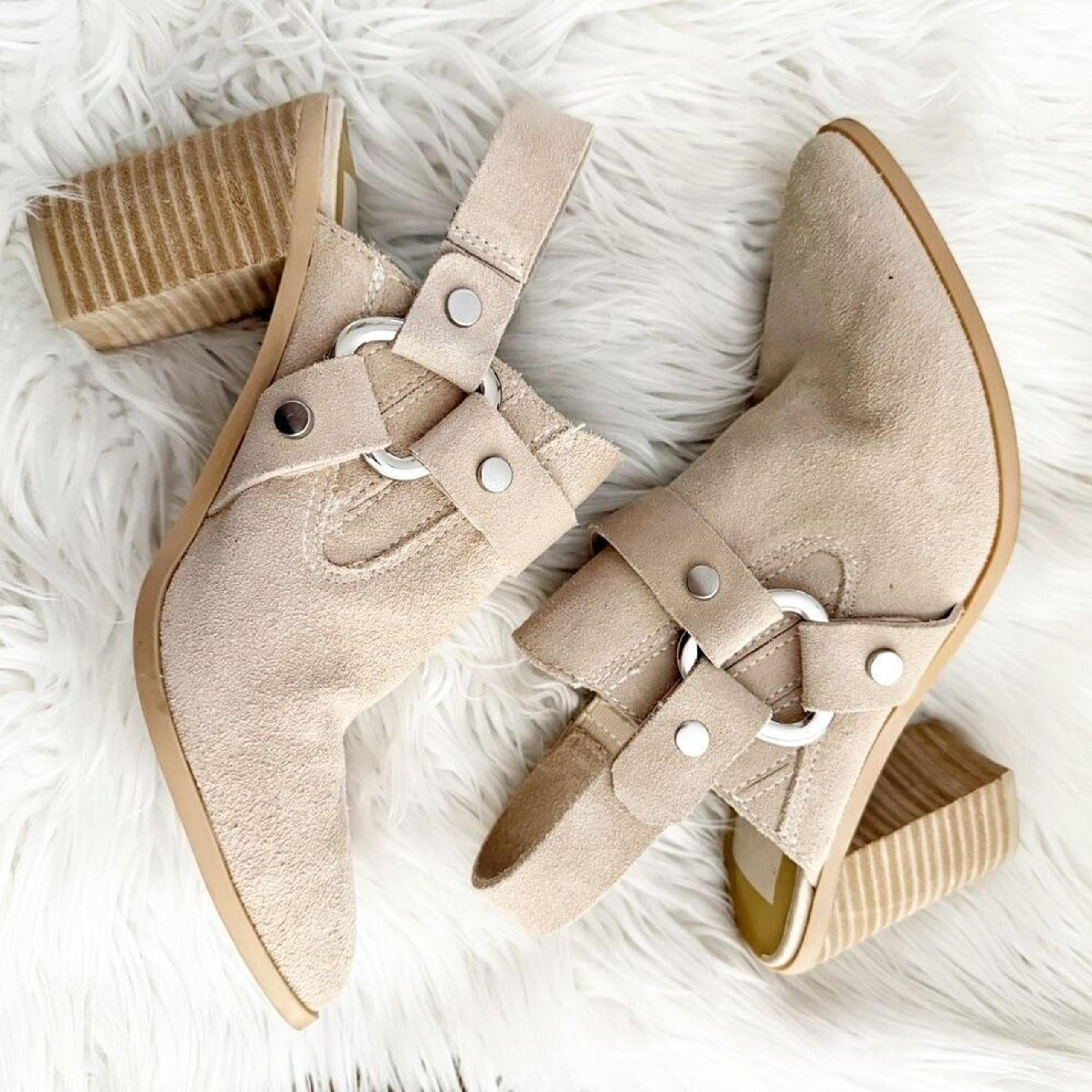 DOLCE VITA | Suede Pointed Toe Rango Slingbacks Beige Booties Tan Point | 8.5