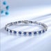 Mens 14K White Gold 2ct Blue Sapphire Gemstone Diamond Tennis Bracelet 6.5 2 ct
