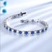 Mens 14K White Gold 2ct Blue Sapphire Gemstone Diamond Tennis Bracelet 6.5 2 ct