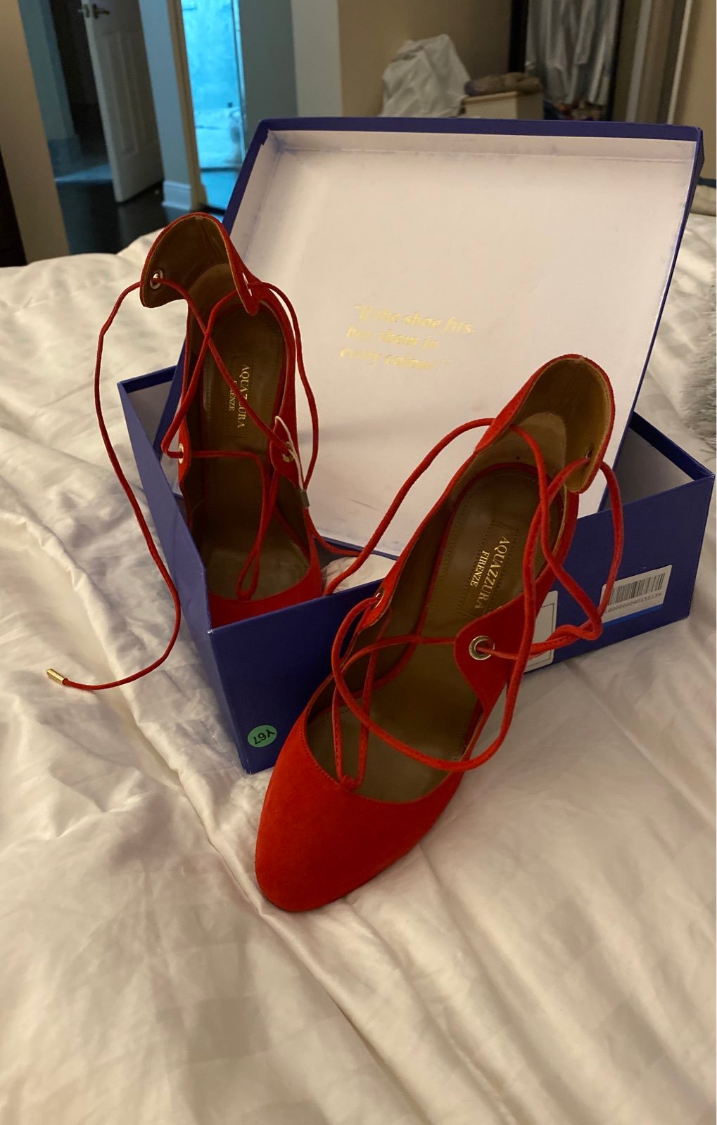 Aquazzura red heels size 37 1/2