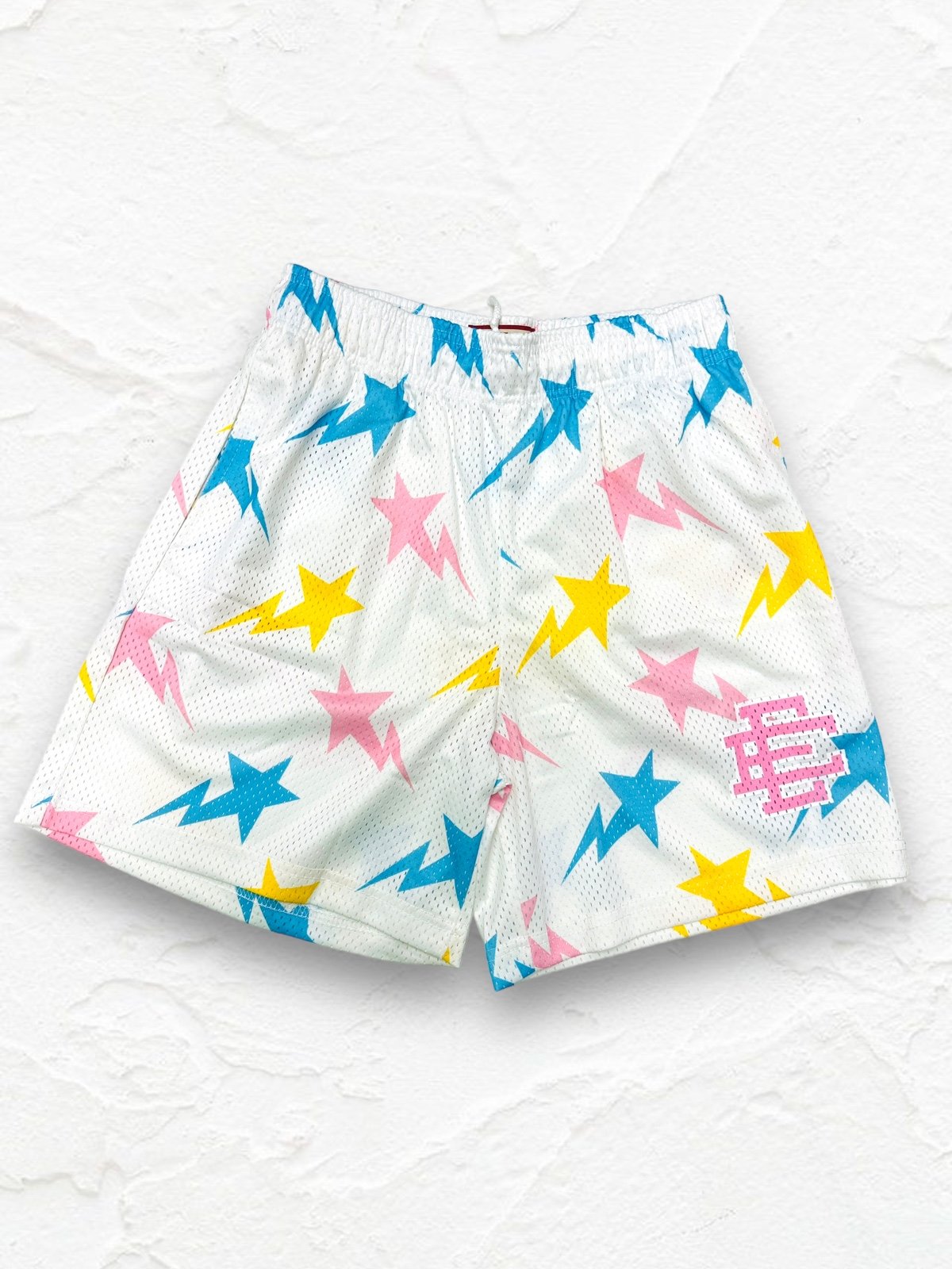 *NEW* Eric Emanuel x BAPE EE Basic Short White/Yellow/Blue/Pink - SS20 Size XL