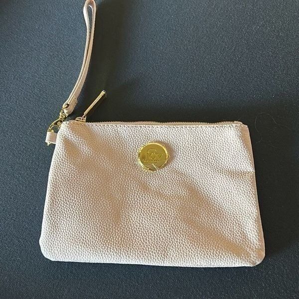 Leather Pale Pink Wristlet NEW