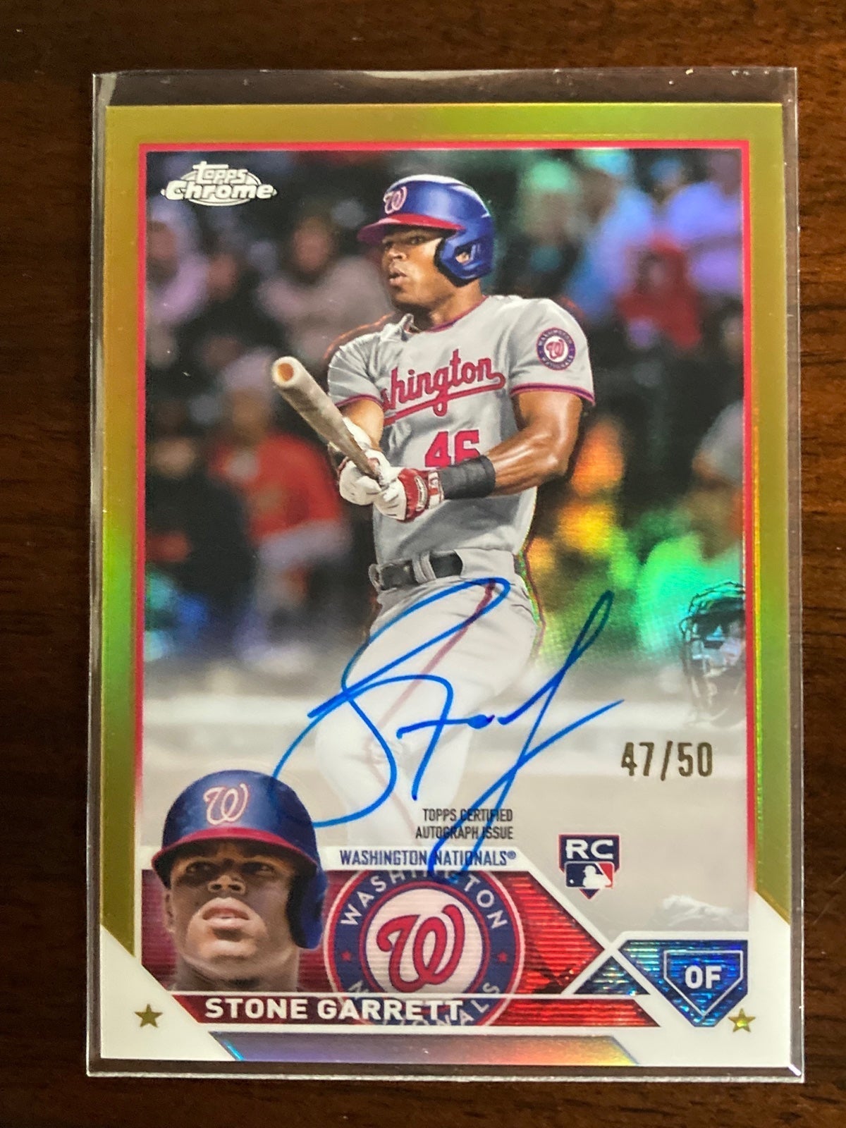 2023 Topps Chrome Stone Garrett Rookie Auto Gold Refractor /50 #RA-SG Nationals
