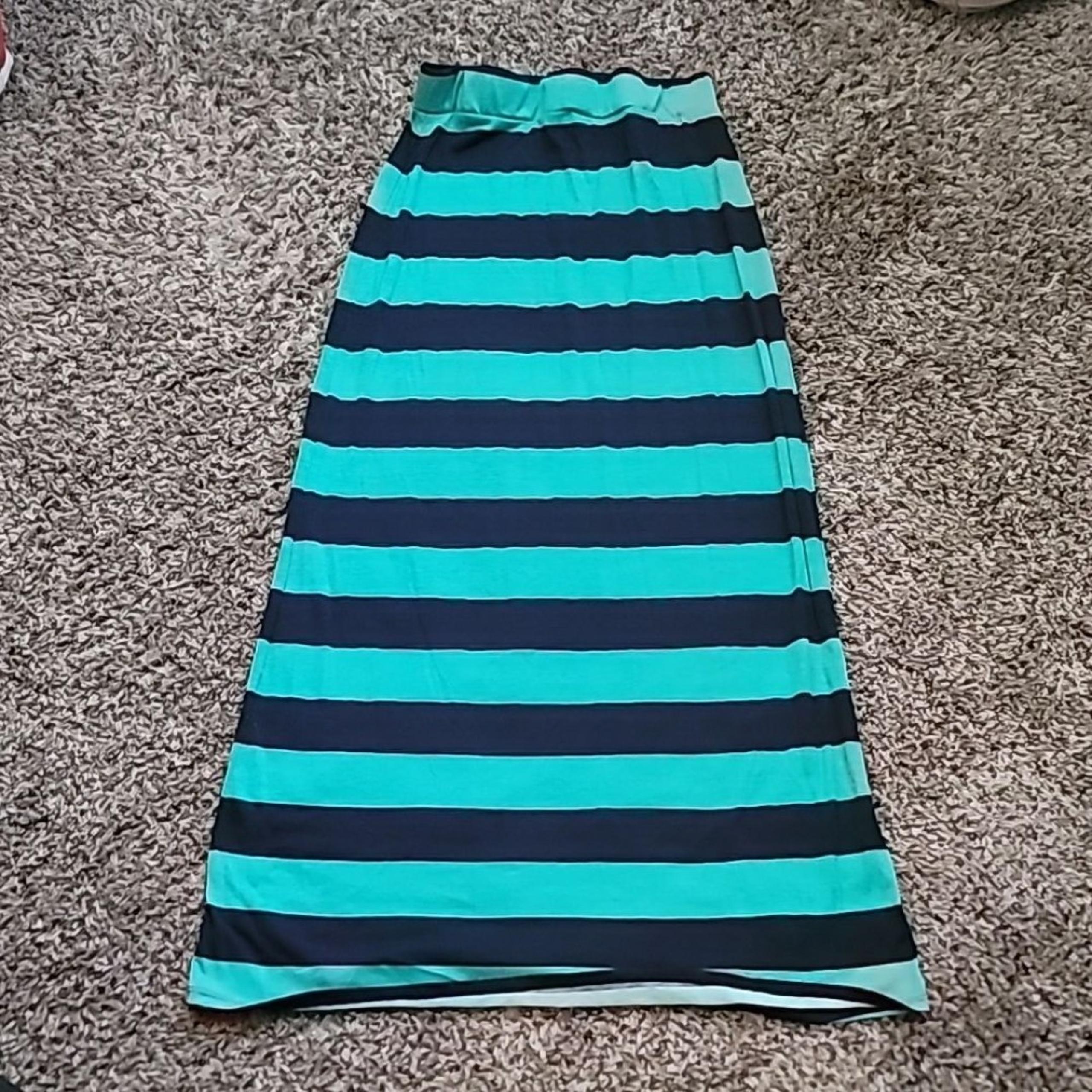 Blue Striped Maxi Skirt Casual Wear - Ambiance Apparel
