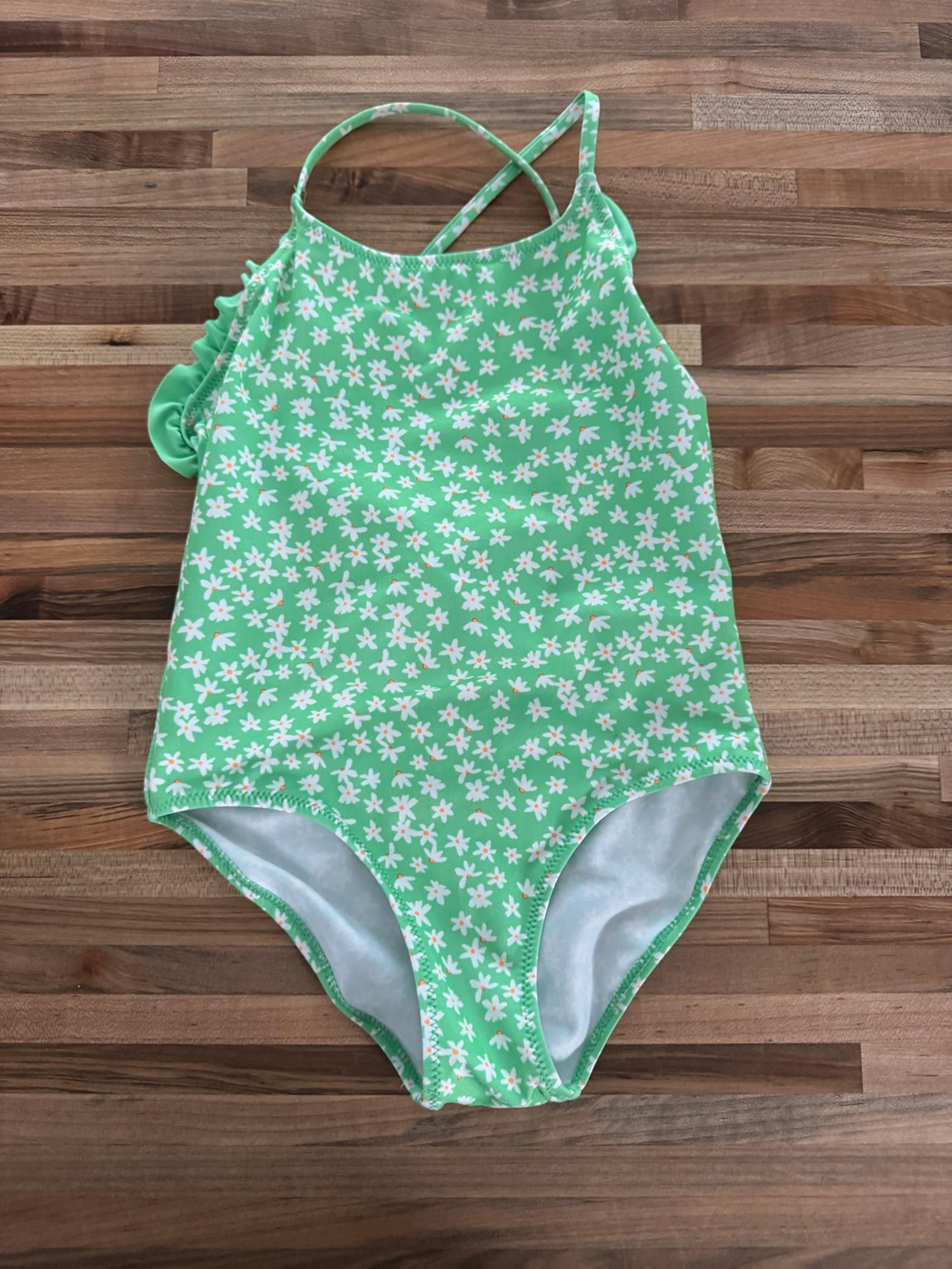 Zara girls green floral one piece Swimsuit