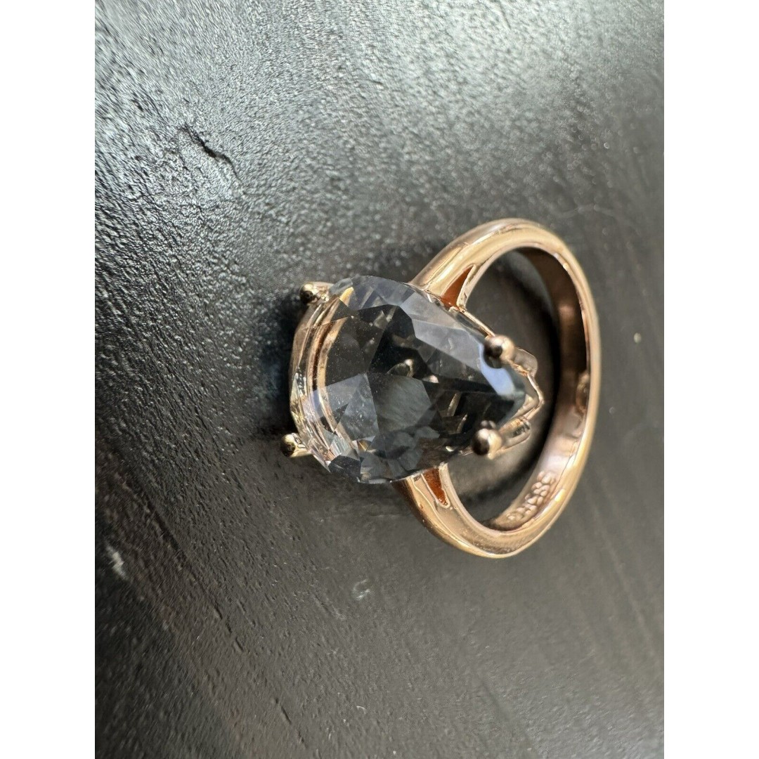 585 14K RG Rose Gold Stamped Natural Smokey Ash Gray Size 7 Ring