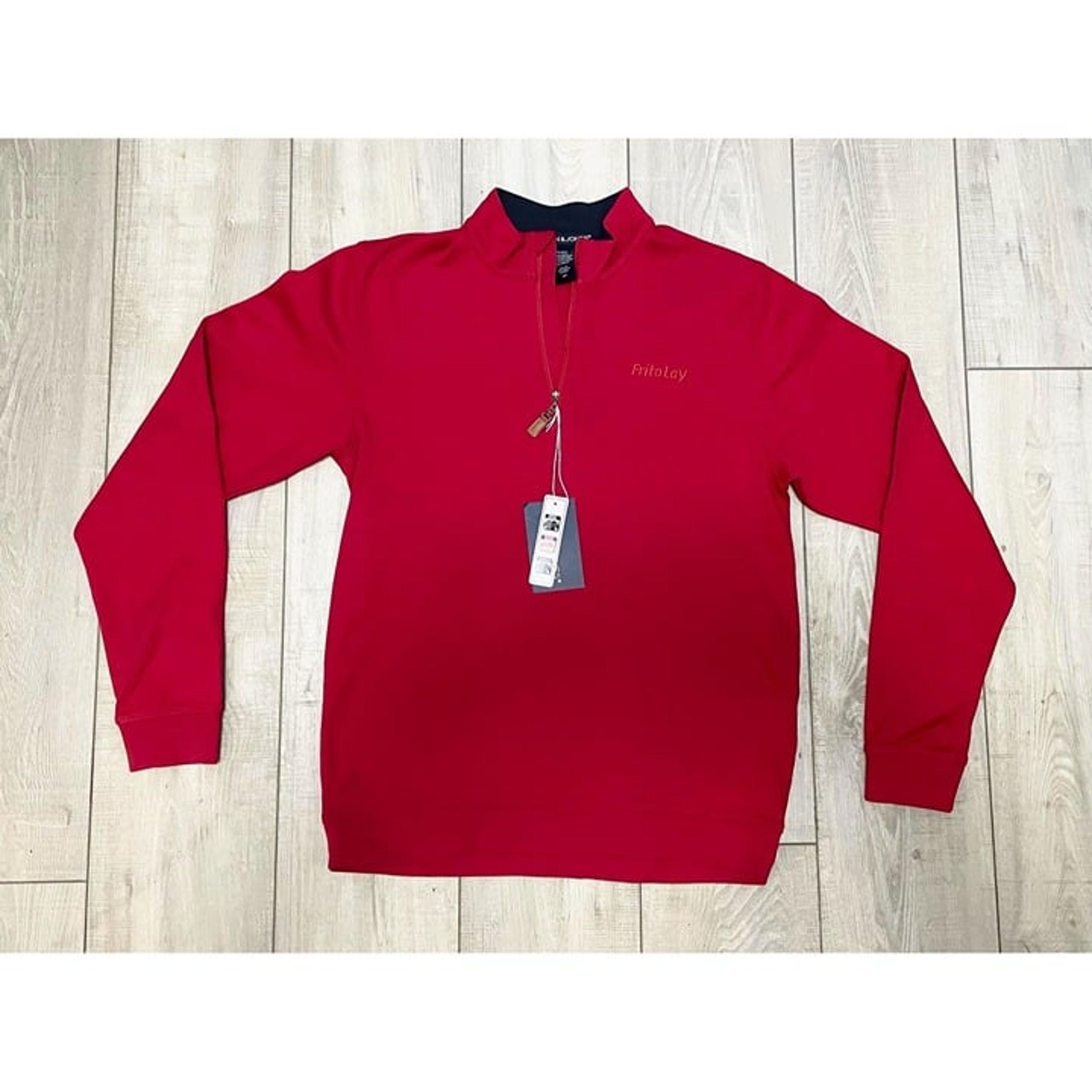 Frito Lay Devon & Jones Red Quarter Zip Long Sleeve Pullover Men's Size Small