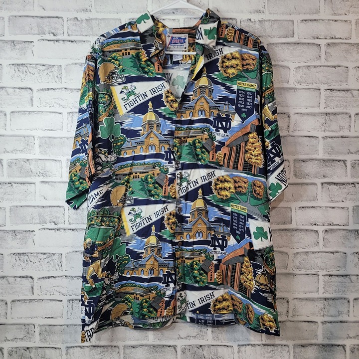 NWT Notre Dame Fightin' Irish Reyn Spooner Hawaiian Shirt Size Large