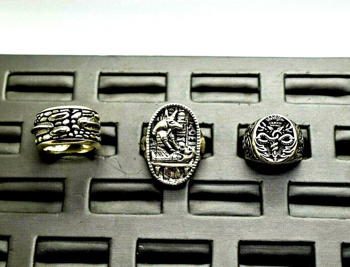 3 Mens Signet Design Ring Lot