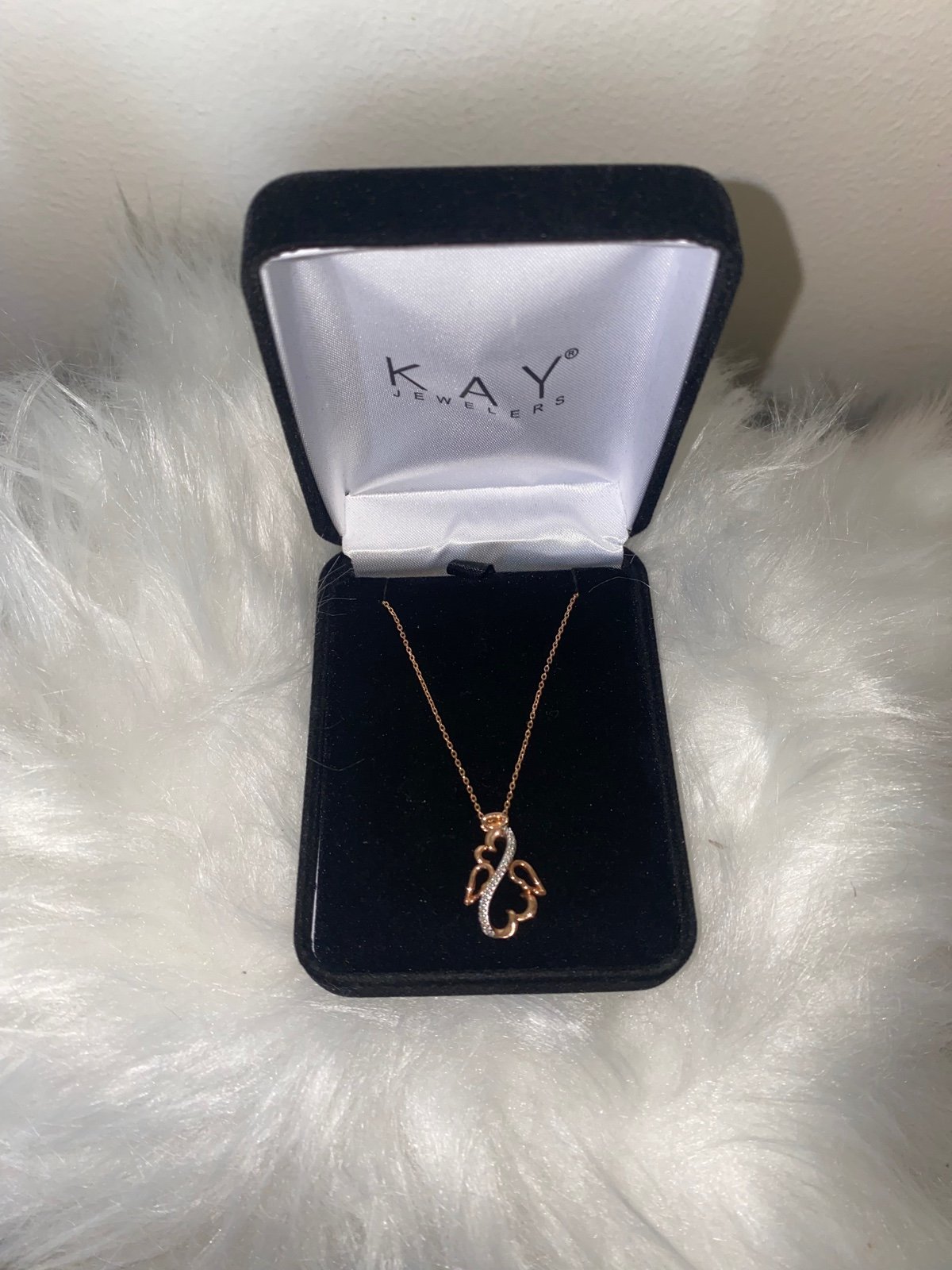 Kay Jewelers Yellow gold open heart angel neckalce