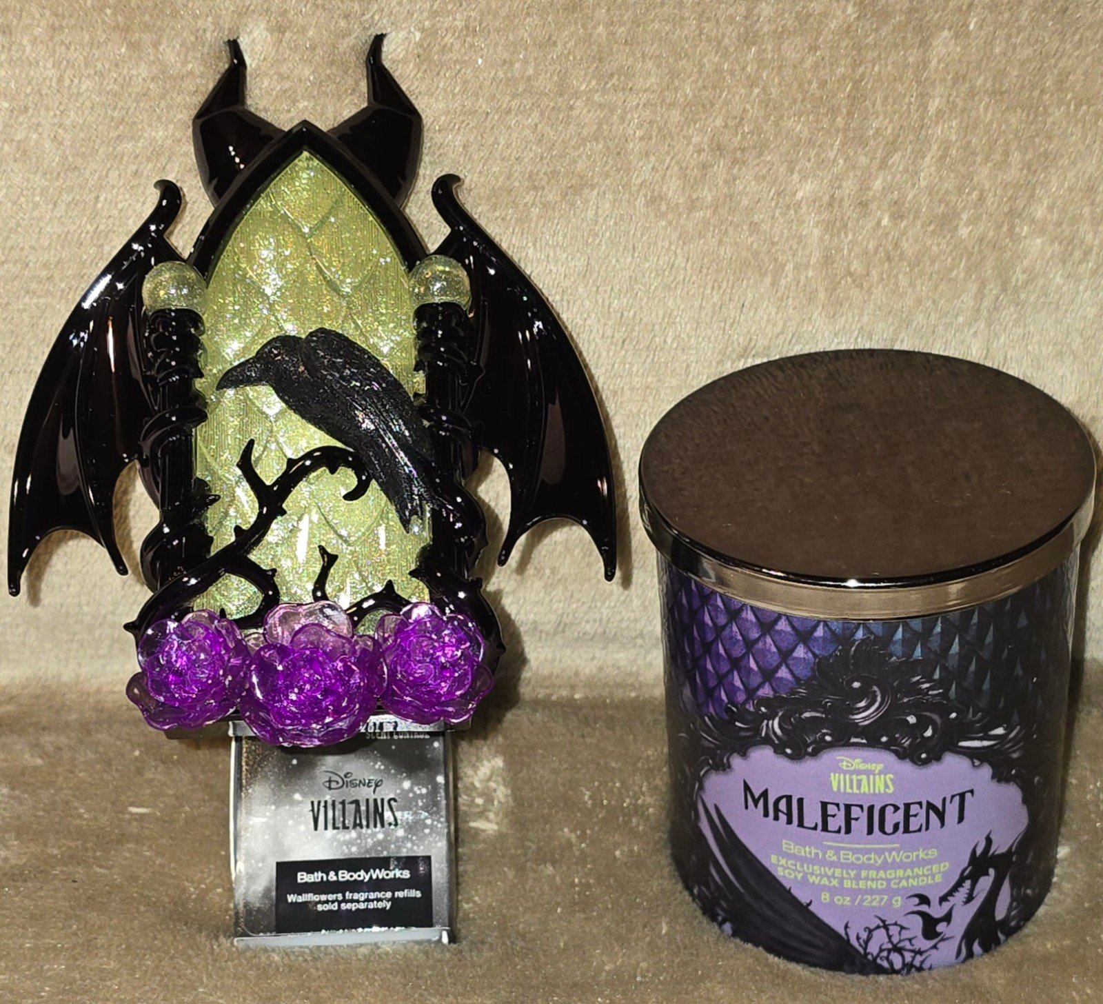Maleficent~ Bath & Body Works~ Wallflower plug in and candle Set