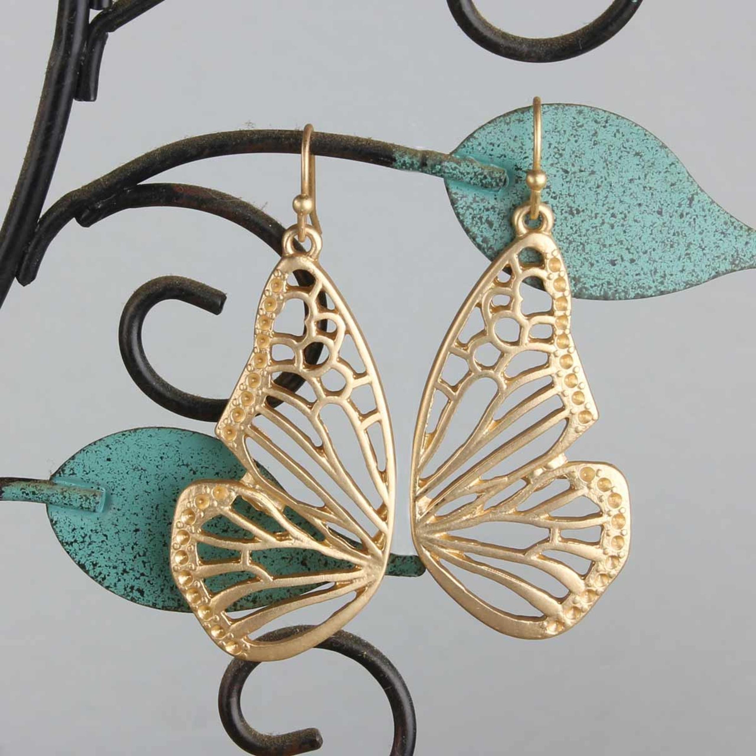 Gold Butterfly Wings Dangle Earrings
