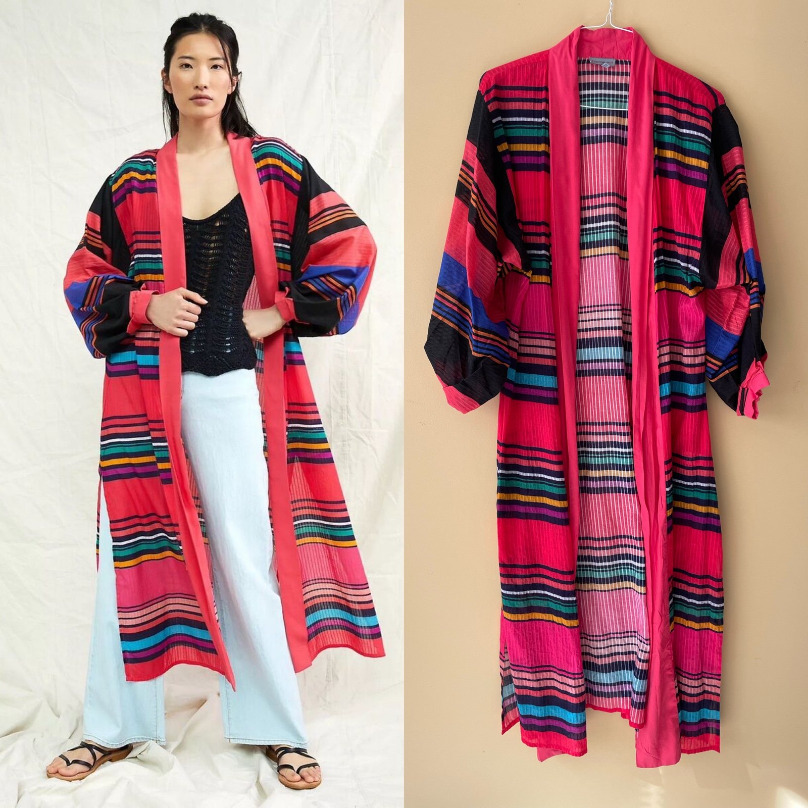 CONDITIONS APPLY x ANTHROPOLOGIE Striped Cover-up Kimono Robe One Size