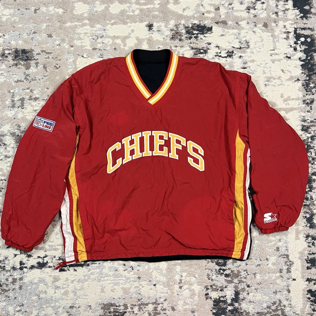 Vtg Kansas City Chiefs Starter NFL Pro Line Jacket Pullover Reversible Size M