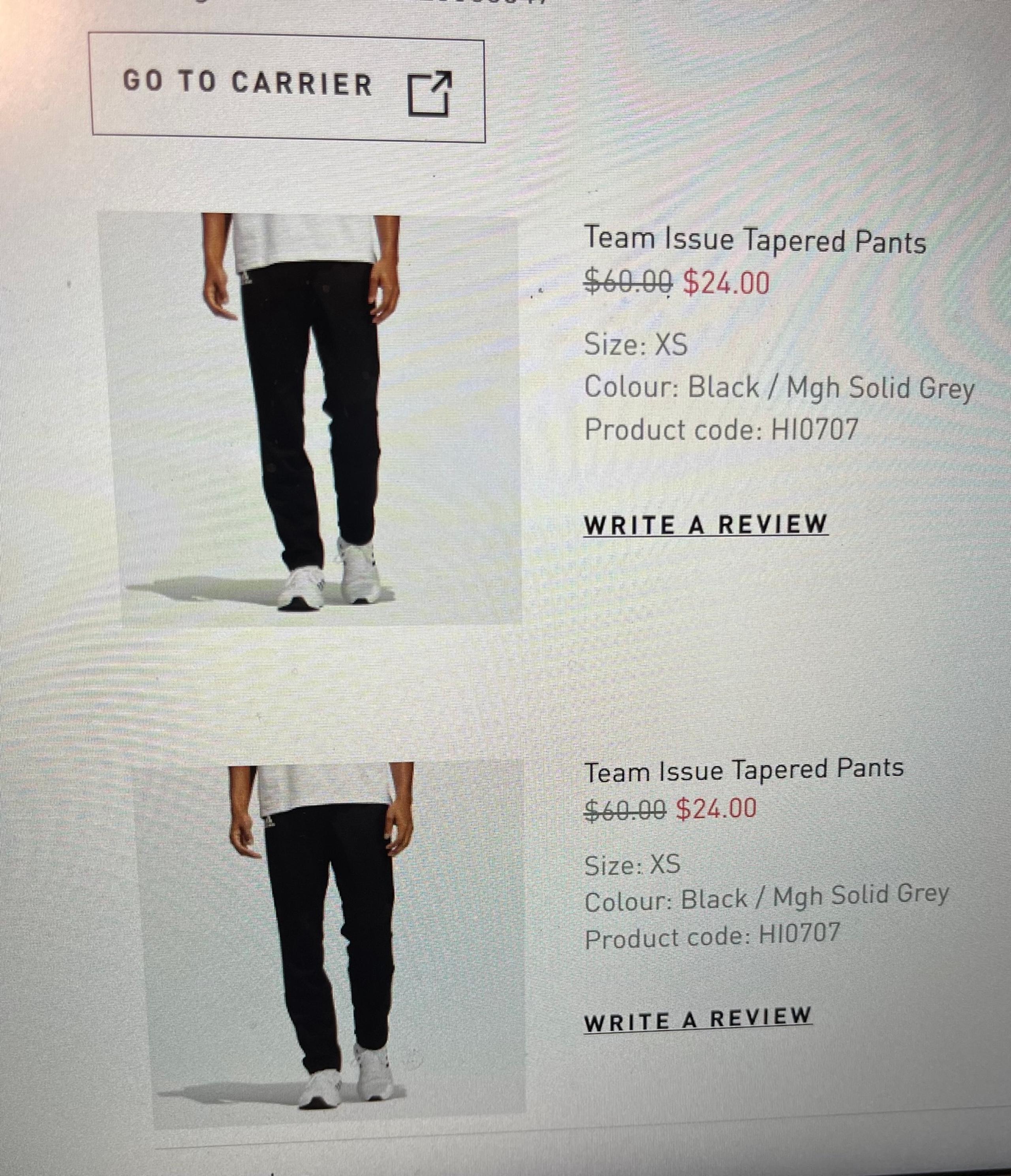 Men’s xs tapered pants from Adidas (set of 2)