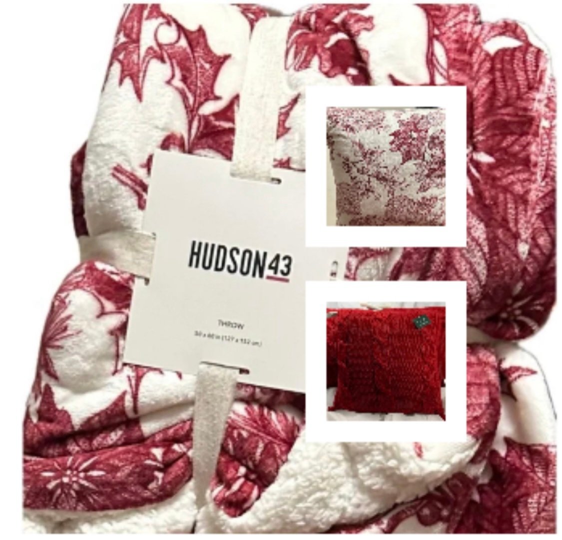 3pc 105+ Plush Throw Bundle ♥️ New w/Tags 2 Pillows and Super Soft Throw