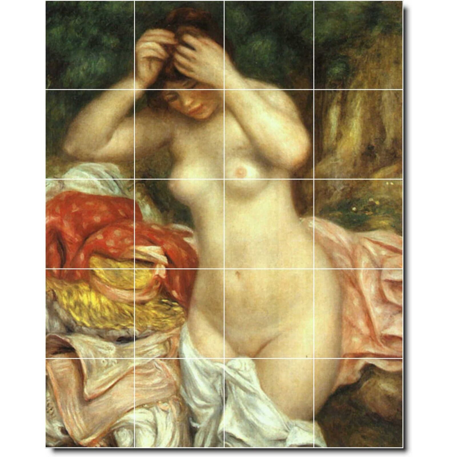 Auguste Renoir Nude Painting Ceramic Tile Mural PT07366. 32 x 40 (20) 8x8 tiles