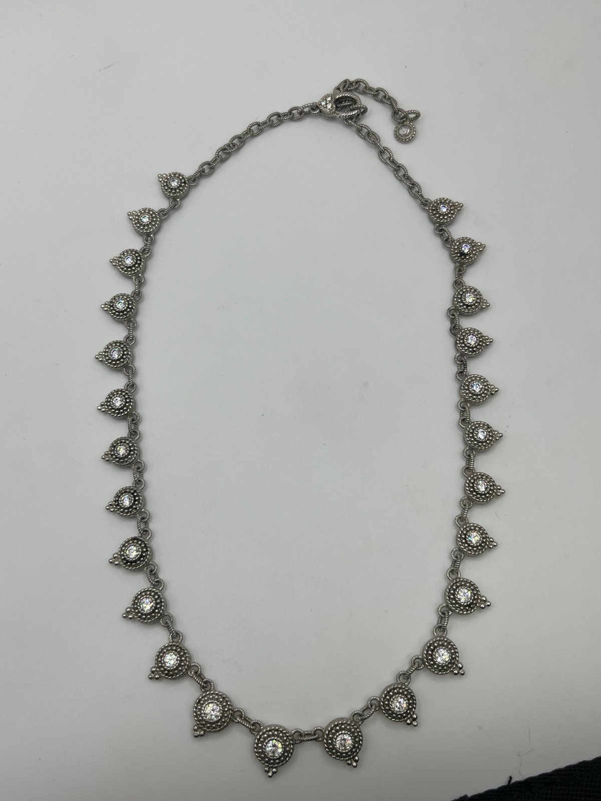Judith Ripka Sterling Silver Dew Drop Dangly Diamonique CZ Necklace