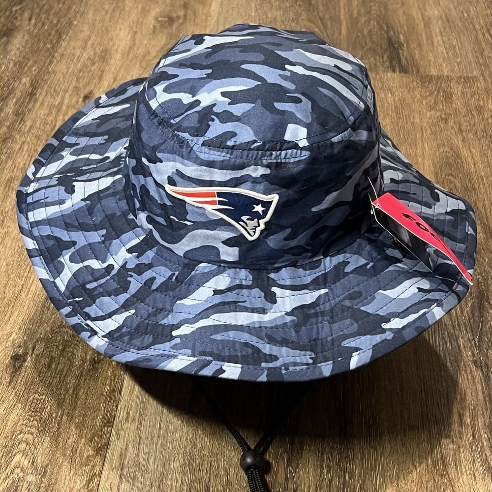 New England Patriots Booney Hat Blue Camo Sun Wide Brim Athletic Bucket NFL