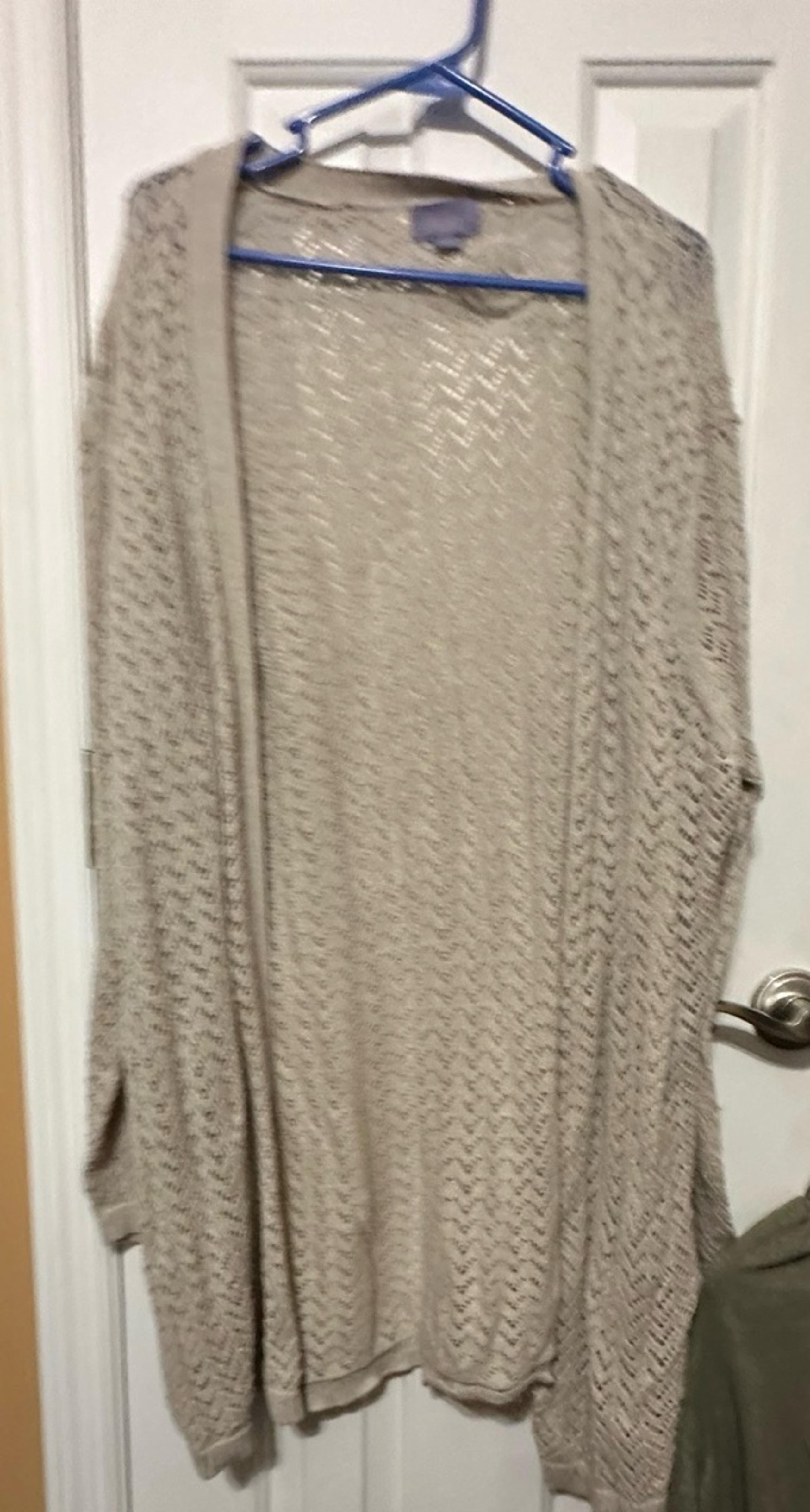 Woman’s Plus Size Cardigan Sweater Jacket 3X Tan Khaki by Laura Scott