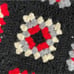 Vintage Crochet Afghan Blanket Charcoal Black Red Cream Gray Boho Hippie